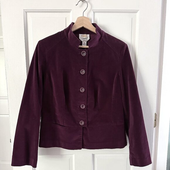 Talbots Jackets & Blazers - TALBOTS Stretch Velvet Button-front Jacket, Size 10 Petite